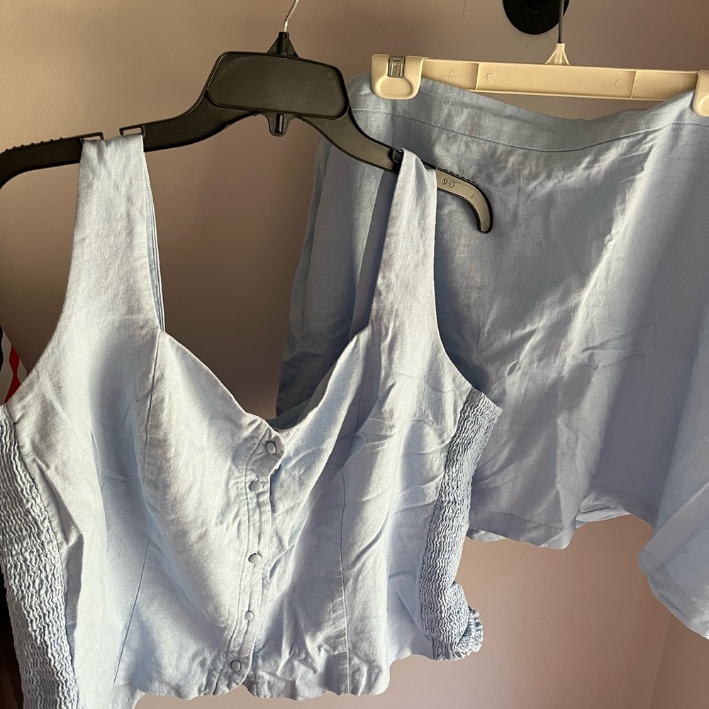 Old Navy Sky Blue Shirt and Skirt Set